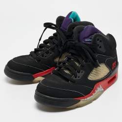Jordan Black Nubuck Leather Air Jordan 5 Retro Supreme High Top Sneakers Size 40