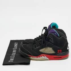 Jordan Black Nubuck Leather Air Jordan 5 Retro Supreme High Top Sneakers Size 40