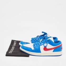 Pre Owned Air Jordans Blue Leather Air Jordan 1 Low Top Sneakers Size 42