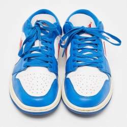 Pre Owned Air Jordans Blue Leather Air Jordan 1 Low Top Sneakers Size 42