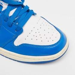 Pre Owned Air Jordans Blue Leather Air Jordan 1 Low Top Sneakers Size 42