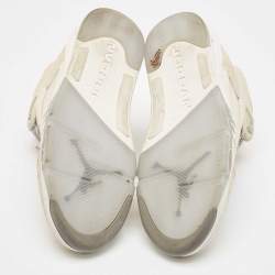 Pre Owned Air Jordans Cream Nubuck Leather and Suede Jordan 5 High Top Sneakers Size 44