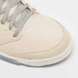 Pre Owned Air Jordans Cream Nubuck Leather and Suede Jordan 5 High Top Sneakers Size 44