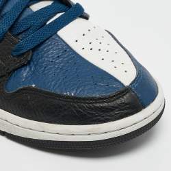 Air Jordans Blue/White Leather Air Jordan 1 Mid Top Sneakers Size 42