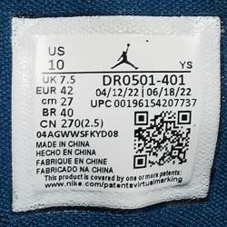 Air Jordans Blue/White Leather Air Jordan 1 Mid Top Sneakers Size 42