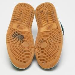 Pre Owned Air Jordans Green/Black Leather Air Jordan 1 Low Top Sneakers Size 40