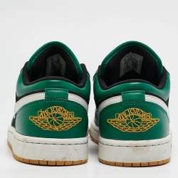 Pre Owned Air Jordans Green/Black Leather Air Jordan 1 Low Top Sneakers Size 40