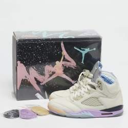 Jordan Cream Leather Jordan 5 Retro DJ Khaled We The Best Sail Sneakers Size 45