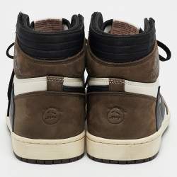 Air Jordans White/Brown Leather and Suede Jordan 1 Retro High OG SP Travis Scott Mocha Sneakers Size 44.5