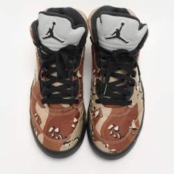 Air Jordan x Supreme Multicolor Fabric Desert Camo Jordan 5 Retro Sneakers Size 41