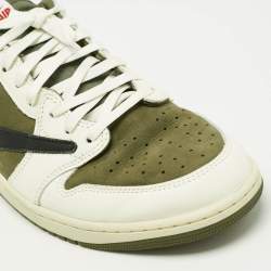 Air Jordans Multicolor Nubuck and Leather Jordan 1 Retro Low OG SP Travis Scott Medium Olive Sneakers Size 46