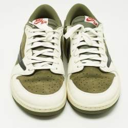 Air Jordans Multicolor Nubuck and Leather Jordan 1 Retro Low OG SP Travis Scott Medium Olive Sneakers Size 46