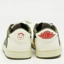 Air Jordans Multicolor Nubuck and Leather Jordan 1 Retro Low OG SP Travis Scott Medium Olive Sneakers Size 46