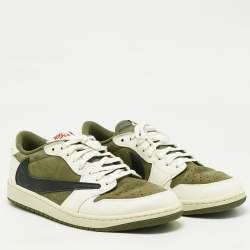 Air Jordans Multicolor Nubuck and Leather Jordan 1 Retro Low OG SP Travis Scott Medium Olive Sneakers Size 46
