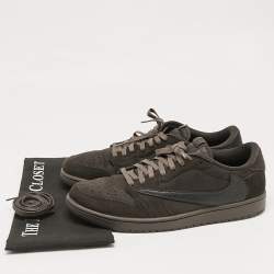 Air Jordans Brown Suede and Leather Jordan 1 Retro Low OG SP Travis Scott Velvet Brown Sneakers Size 46