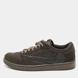 Air Jordans Brown Suede and Leather Jordan 1 Retro Low OG SP Travis Scott Velvet Brown Sneakers Size 46
