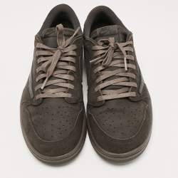 Air Jordans Brown Suede and Leather Jordan 1 Retro Low OG SP Travis Scott Velvet Brown Sneakers Size 46