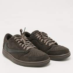 Air Jordans Brown Suede and Leather Jordan 1 Retro Low OG SP Travis Scott Velvet Brown Sneakers Size 46