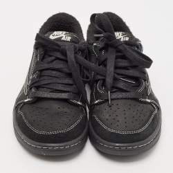 Pre Owned Air Jordans Black Nubuck Leather and Suede Air Jordan 1 Low Top Sneakers Size 39