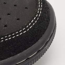 Pre Owned Air Jordans Black Nubuck Leather and Suede Air Jordan 1 Low Top Sneakers Size 39