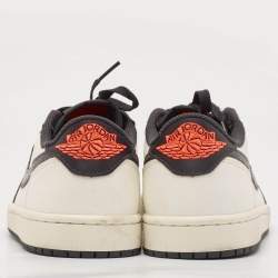 Air Jordans White/Orange Leather Jordan 1 Retro Low Sneakers Size 40
