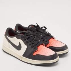 Air Jordans White/Orange Leather Jordan 1 Retro Low Sneakers Size 40