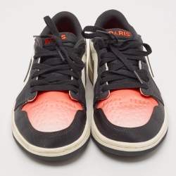 Air Jordans White/Orange Leather Jordan 1 Retro Low Sneakers Size 40