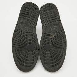 Air Jordans Black/White Leather Jordan 1 Mid Sneakers Size 46