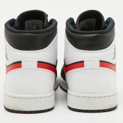 Air Jordans Black/White Leather Jordan 1 Mid Sneakers Size 46