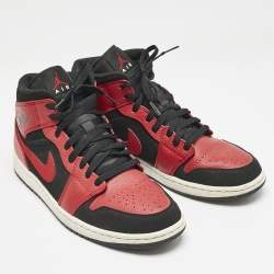Air Jordans Red/Black  Leather Air Jordan 1 High Top Sneakers Size 44