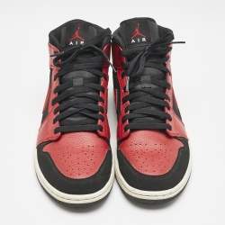 Air Jordans Red/Black  Leather Air Jordan 1 High Top Sneakers Size 44