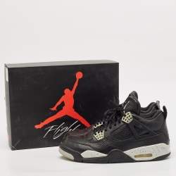 Air Jordans Black/Grey Leather Jordan 4 Lace Up Sneakers Size 44.5