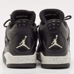 Air Jordans Black/Grey Leather Jordan 4 Lace Up Sneakers Size 44.5