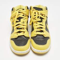 Air Jordans Black/Yellow Leather Jordan 1 Retro Dunk Hi Sp Maize Sneakers Size 44.5