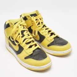 Air Jordans Black/Yellow Leather Jordan 1 Retro Dunk Hi Sp Maize Sneakers Size 44.5