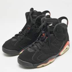 Air Jordan Black Nubuck Leather Jordan 6 Retro Infrared High Top Sneakers Size 44.5