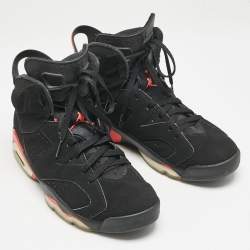 Air Jordan Black Nubuck Leather Jordan 6 Retro Infrared High Top Sneakers Size 44.5