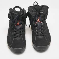 Air Jordan Black Nubuck Leather Jordan 6 Retro Infrared High Top Sneakers Size 44.5