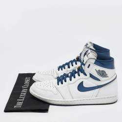 Air Jordans White Leather Jordan 1 Retro High OG Sneakers Size 44