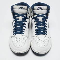 Air Jordans White Leather Jordan 1 Retro High OG Sneakers Size 44