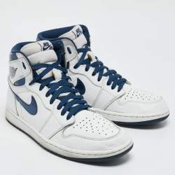 Air Jordans White Leather Jordan 1 Retro High OG Sneakers Size 44