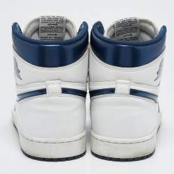 Air Jordans White Leather Jordan 1 Retro High OG Sneakers Size 44