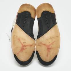 Pre Owned Air Jordans White/Orange Leather 6 Retro Lace Up Sneakers Size 44