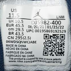 Pre Owned Air Jordan Blue/Black Leather and Fabric Jordan 13 Retro Flint Sneakers Size 45.5