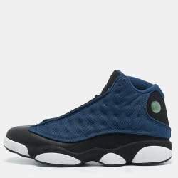 Pre Owned Air Jordan Blue/Black Leather and Fabric Jordan 13 Retro Flint Sneakers Size 45.5