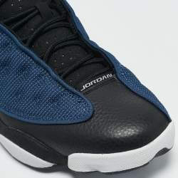 Pre Owned Air Jordan Blue/Black Leather and Fabric Jordan 13 Retro Flint Sneakers Size 45.5