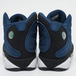Pre Owned Air Jordan Blue/Black Leather and Fabric Jordan 13 Retro Flint Sneakers Size 45.5