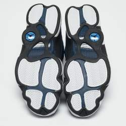 Pre Owned Air Jordan Blue/Black Leather and Fabric Jordan 13 Retro Flint Sneakers Size 45.5