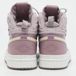 Air Jordans Purple/Grey Fabric and Leather Air Jordan 1 High Top Sneakers Size 41