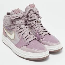 Air Jordans Purple/Grey Fabric and Leather Air Jordan 1 High Top Sneakers Size 41